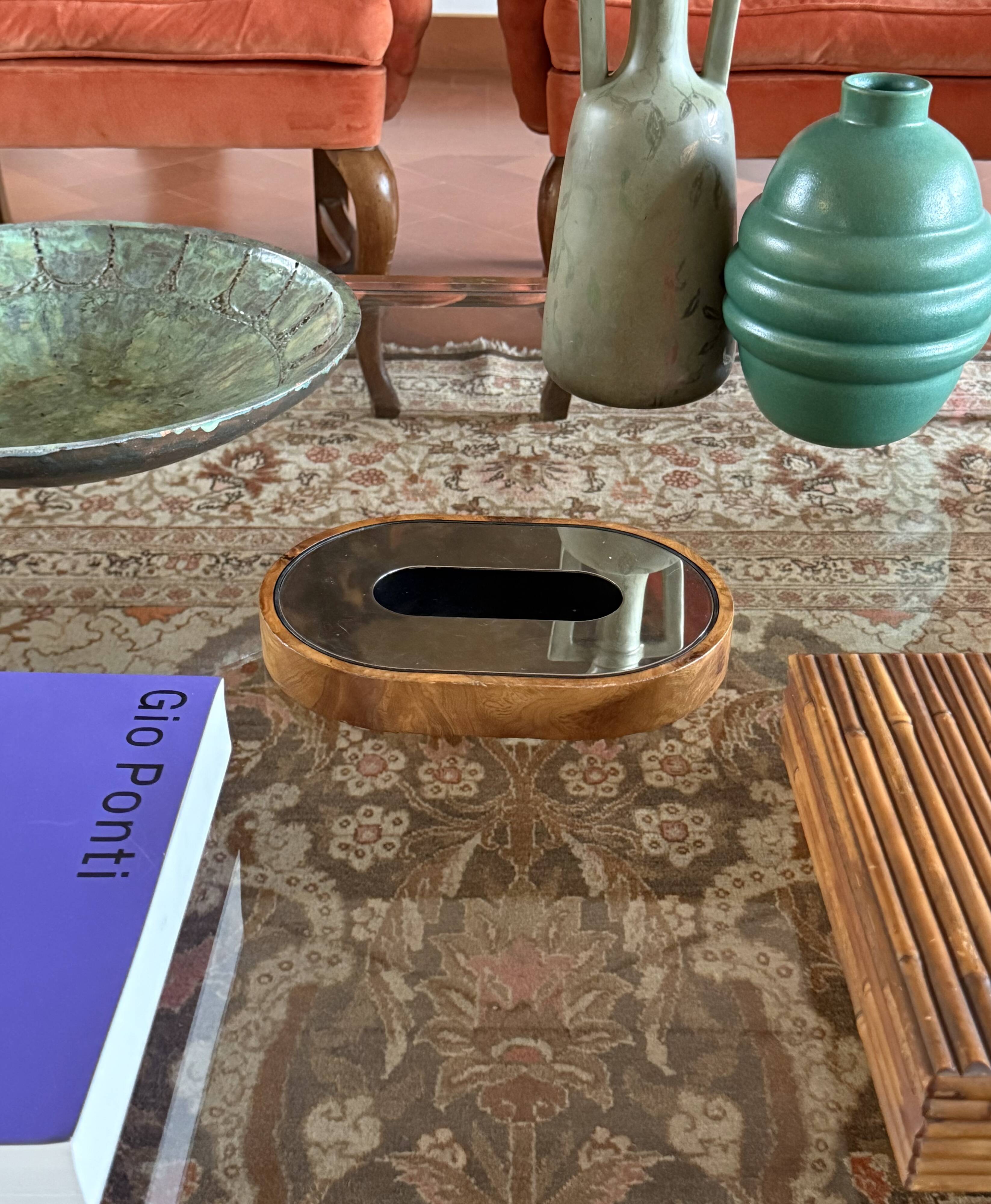 Mid-century olive wood ashtray, Italy ca. 1970