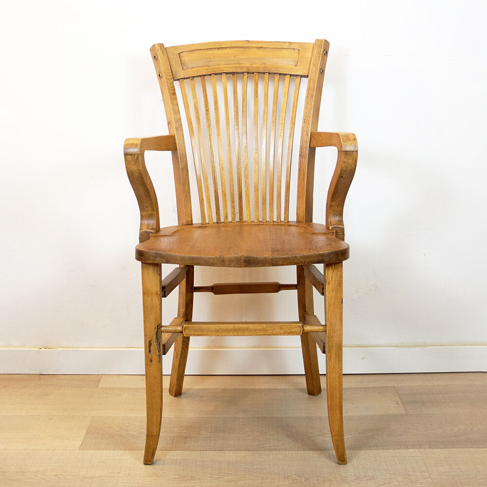 Vintage oak desk chair, spain, 1940's