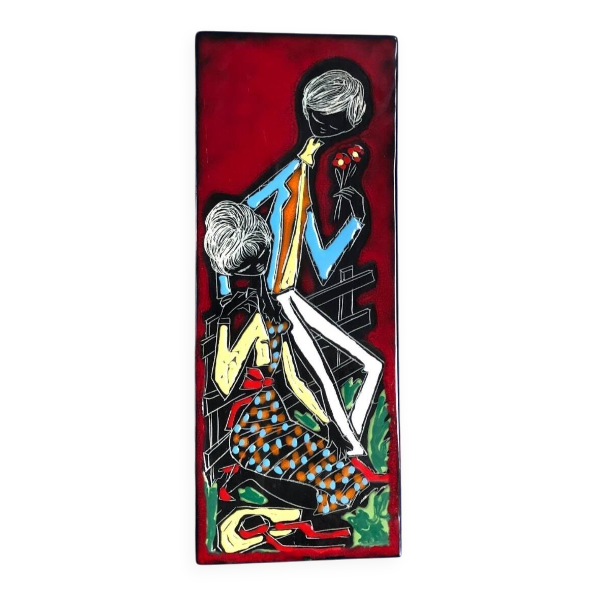 Italian Ceramic Wall Mural Loving Couple San Marino