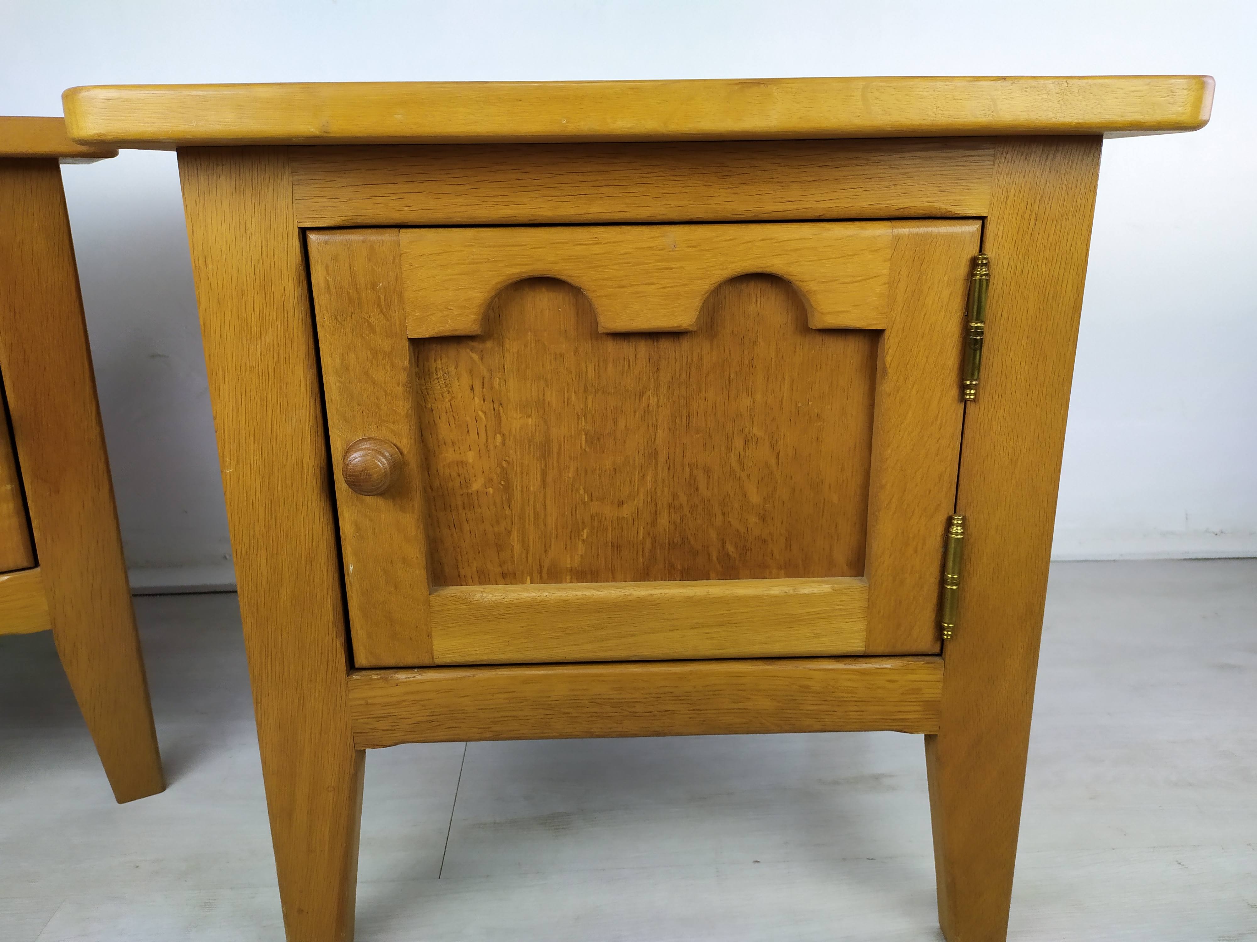 Vintage oak bedside tables