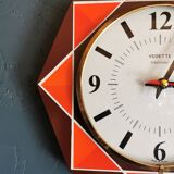 Vintage formica clock silent octagonal wall pendulum "Star chocolate orange"