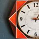 Vintage formica clock silent octagonal wall pendulum "Star chocolate orange"