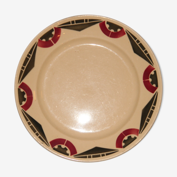 Dessert plate cream earthenware, geometric patterns
