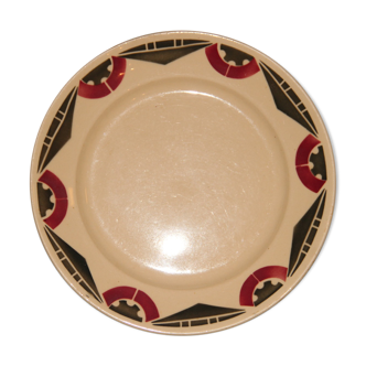 Dessert plate cream earthenware, geometric patterns