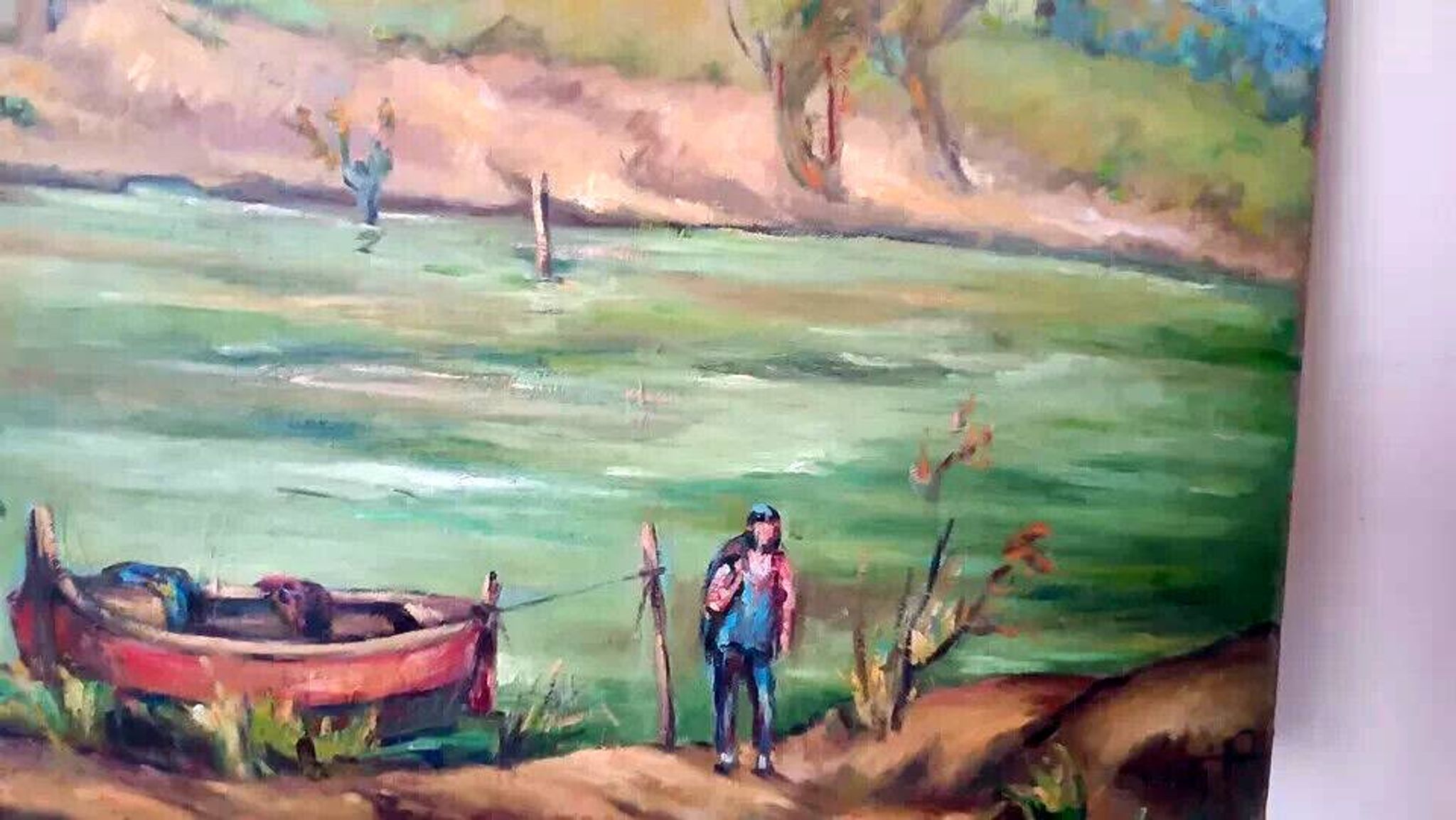 Tuscan landscape painting oil on panel signed