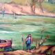 Tuscan landscape painting oil on panel signed