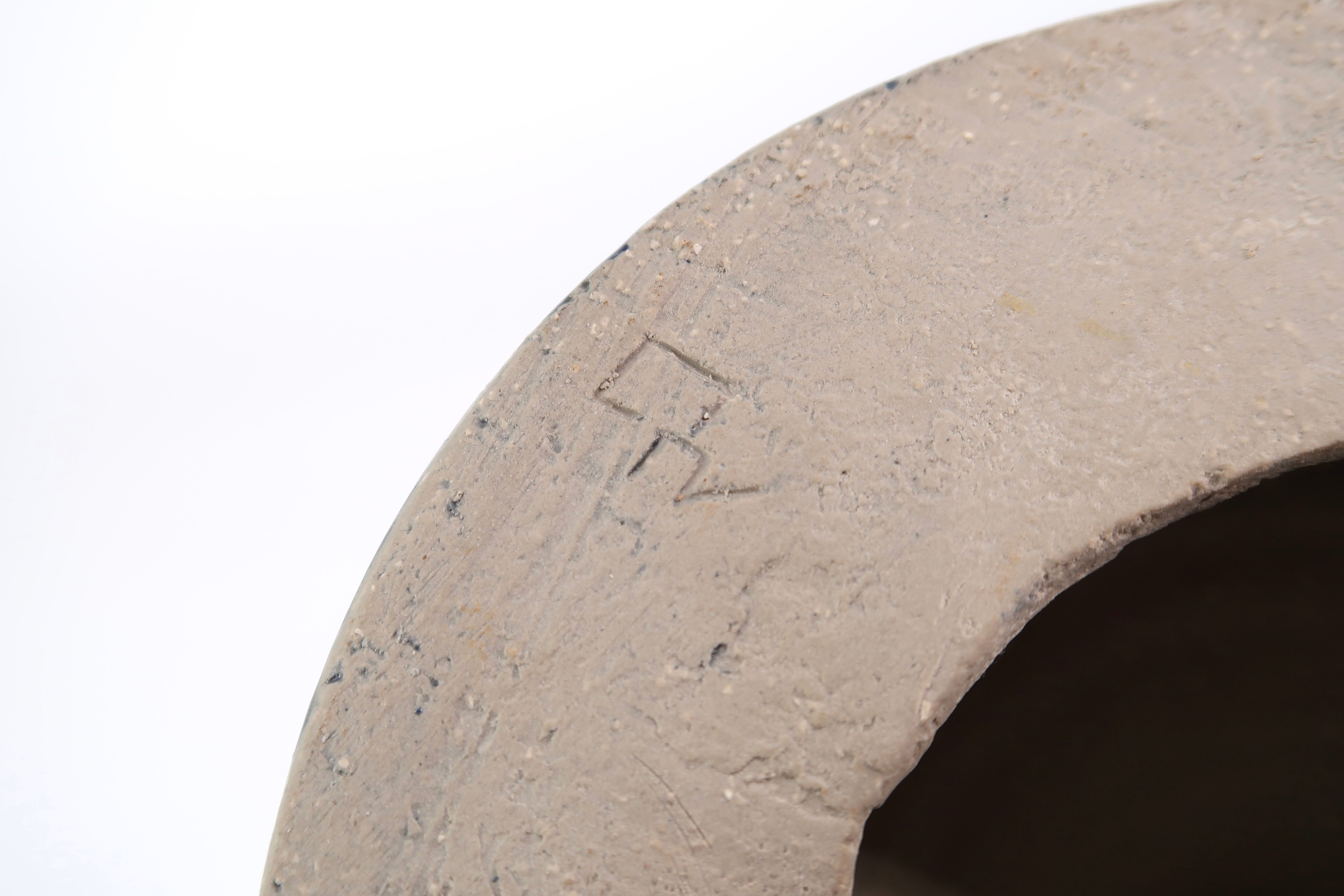 Blue sandstone lamp, raffia lampshade, 1960s