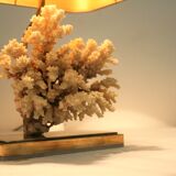 Lampe de table en corail et laiton, années 1970