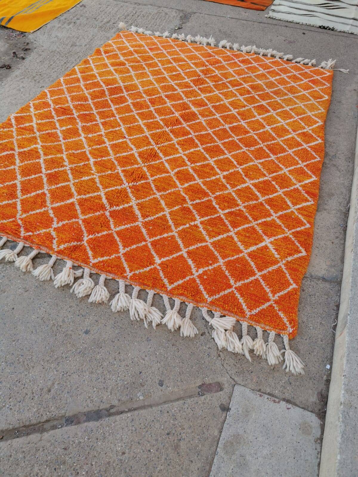 bright orange Beni Ouarain rug 250*150cm