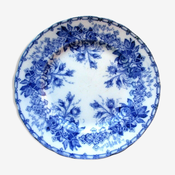 Assiette Creil Montereau modèle Flora en bleu: Les Roses