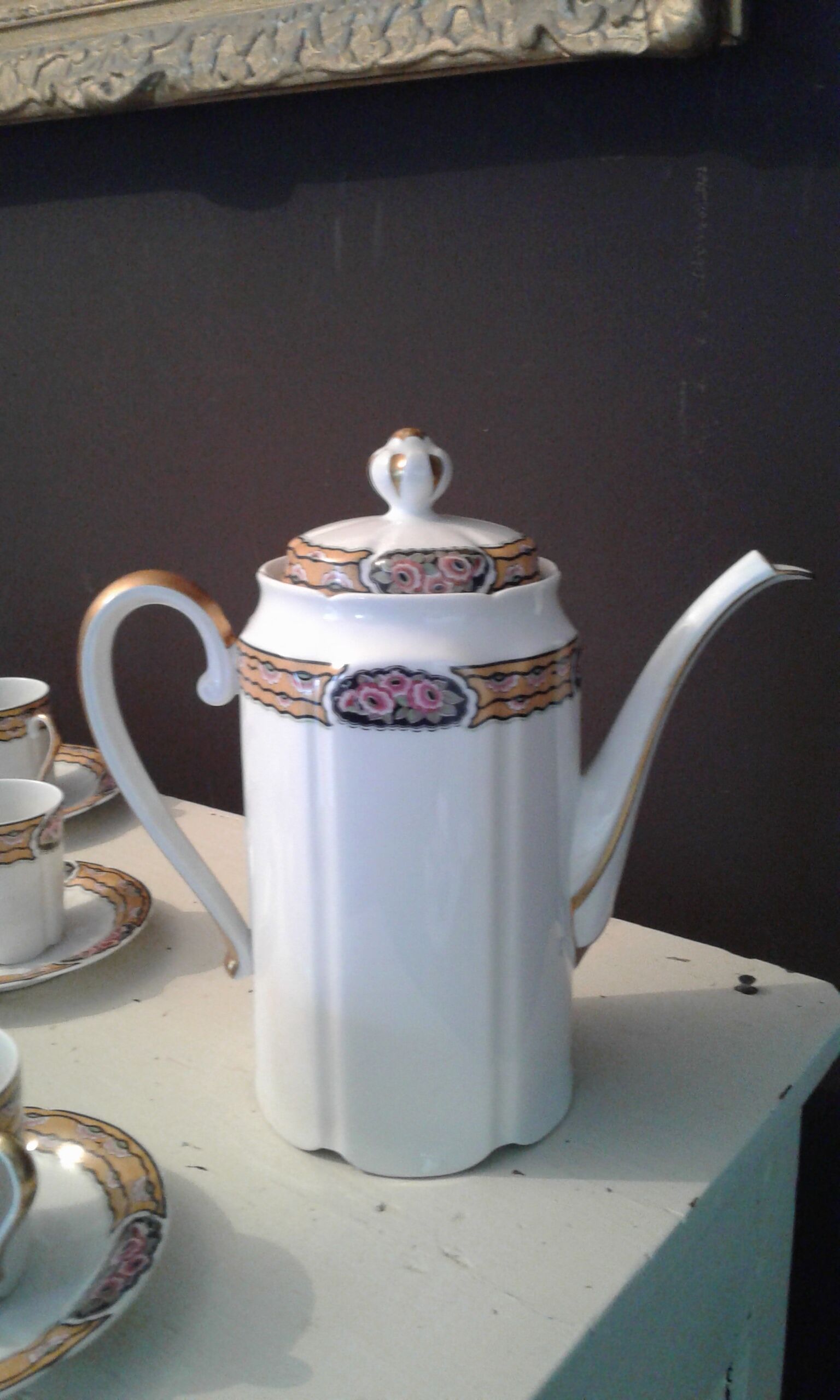 Fine porcelain coffee service art deco 21 pieces Limoges