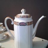 Fine porcelain coffee service art deco 21 pieces Limoges