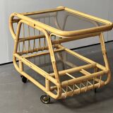 Rolling table from the 60s in bamboo