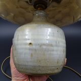 Pair of bedside lamps in stoneware and wool lampshades - Vintage around 1970