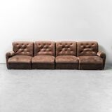 Canapé modulable 4 places en velours 1970 vintage modernisme