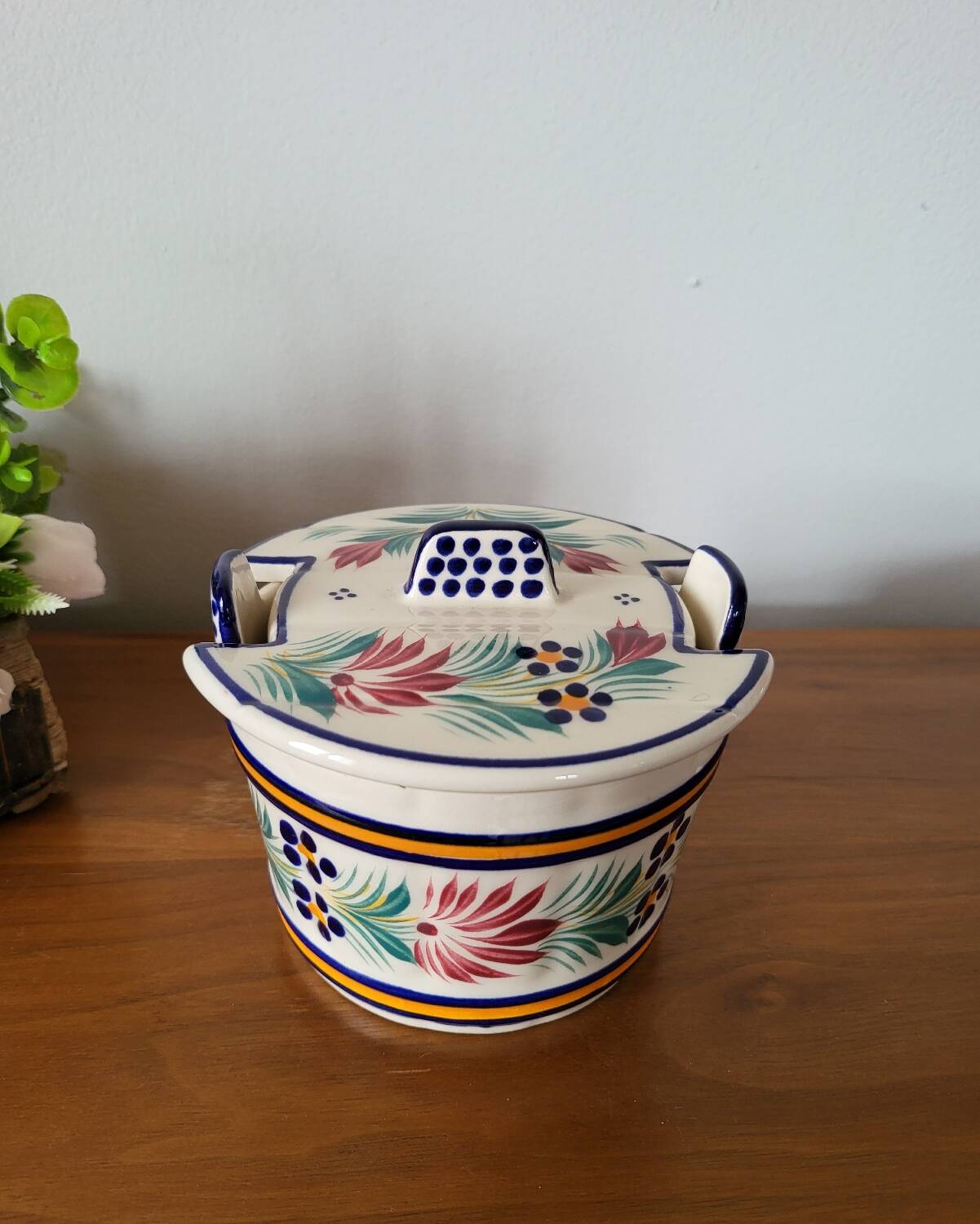 Quimper Earthenware Butter Dish HB Henriot
