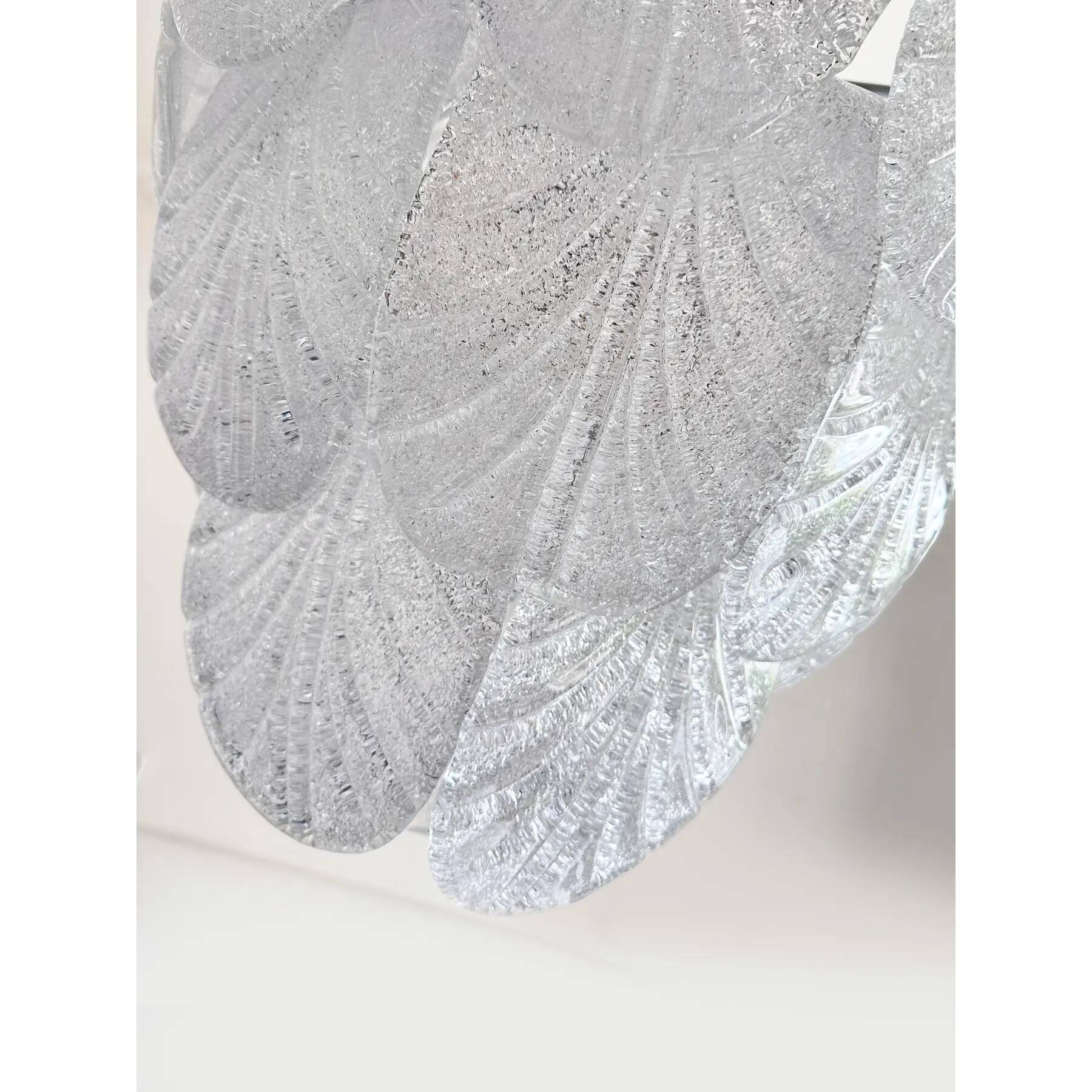 Contemporary Modern Clear Graniglia “Petals” Murano Glass Chandelier by Sim
