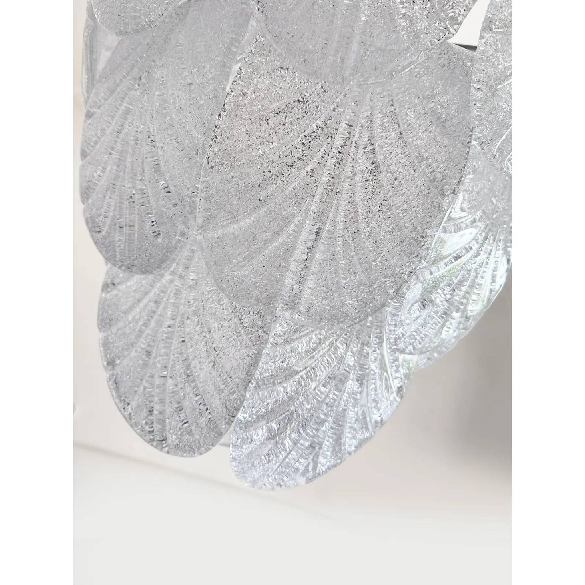 Contemporary Modern Clear Graniglia “Petals” Murano Glass Chandelier by Sim