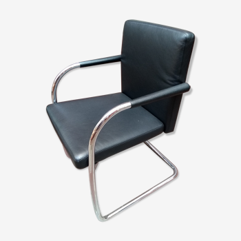 Fauteuil Antonio Citterio cuir et acier chromé édition Vitra