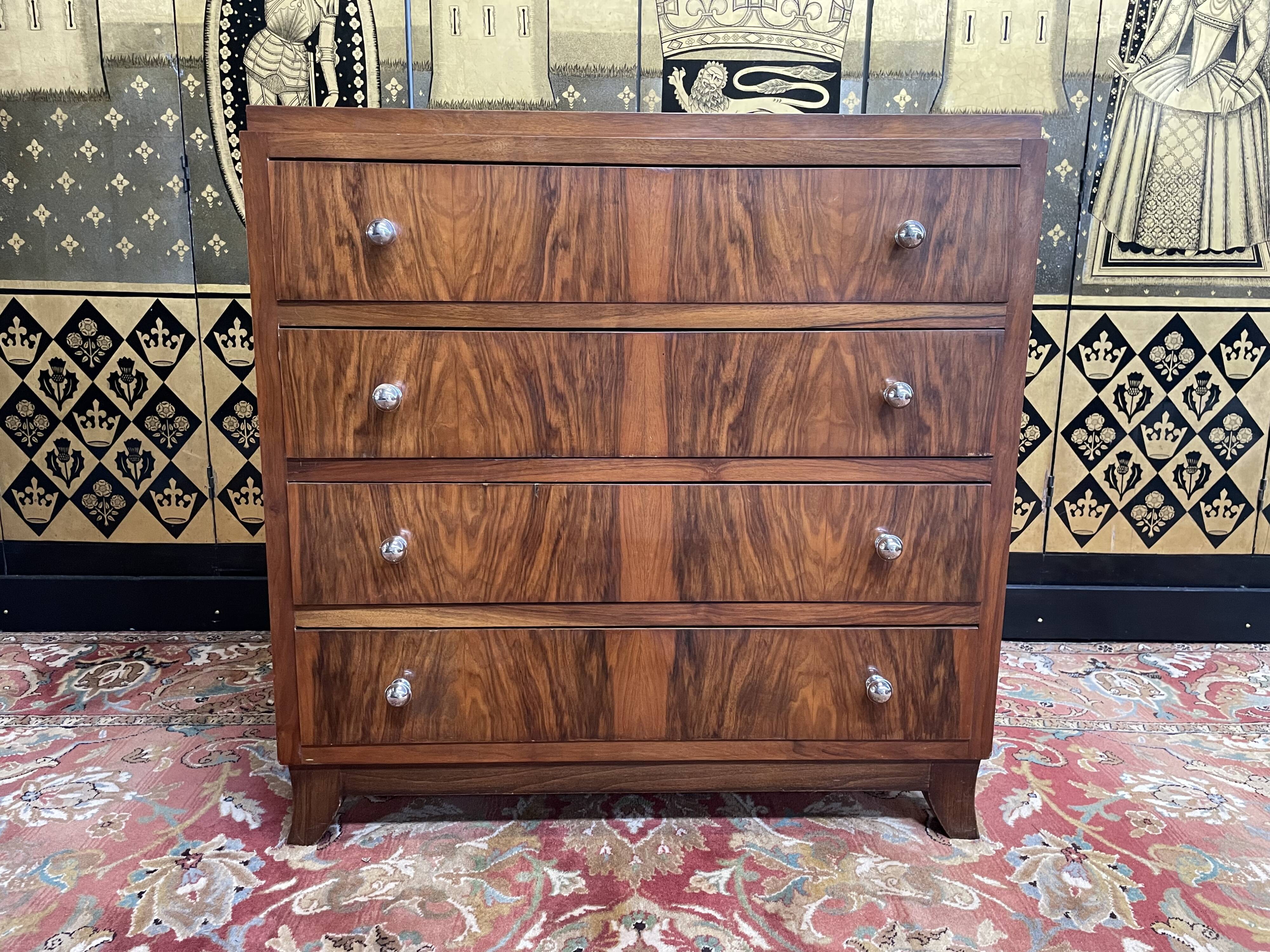 Art Deco walnut chest of drawers