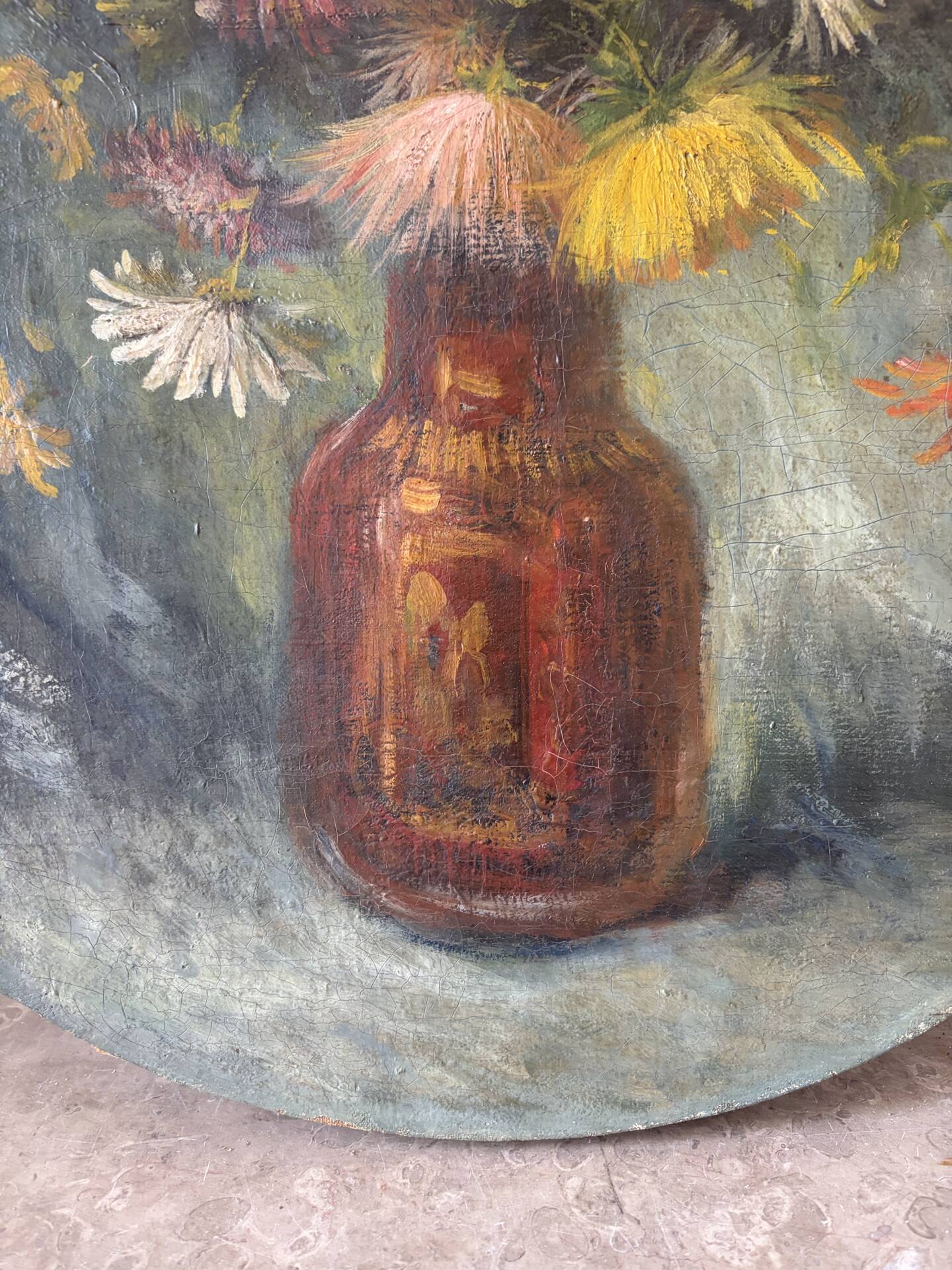 Oval bouquet, oil on canvas
