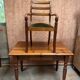 Wood and green velvet office chair