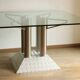 Industrial steel tube and diamond chequer plate table with a glass top, 1990s.