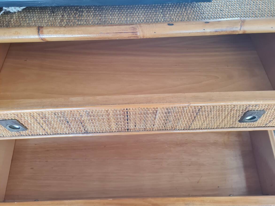 Rattan chest of drawers circa 1970, Dal Vera