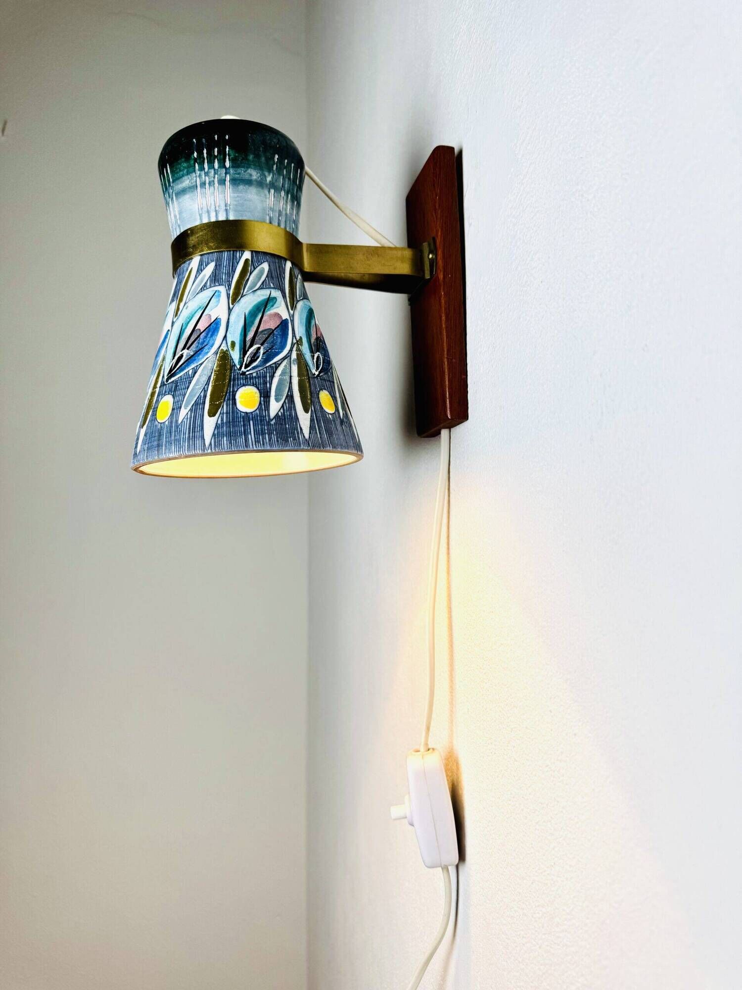 Decorative Sgraffito Ceramic Wall Lamp By Tilgmans Keramik, Sweden 1960S