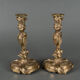 Pair of candlesticks xixth louis xiv ornamentation shells gilded bronze