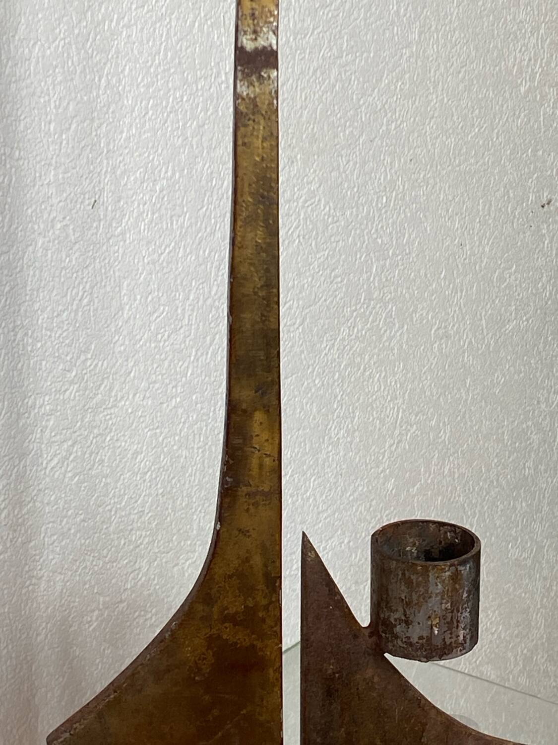 Large brutalist wrought iron chandelier, 1970s