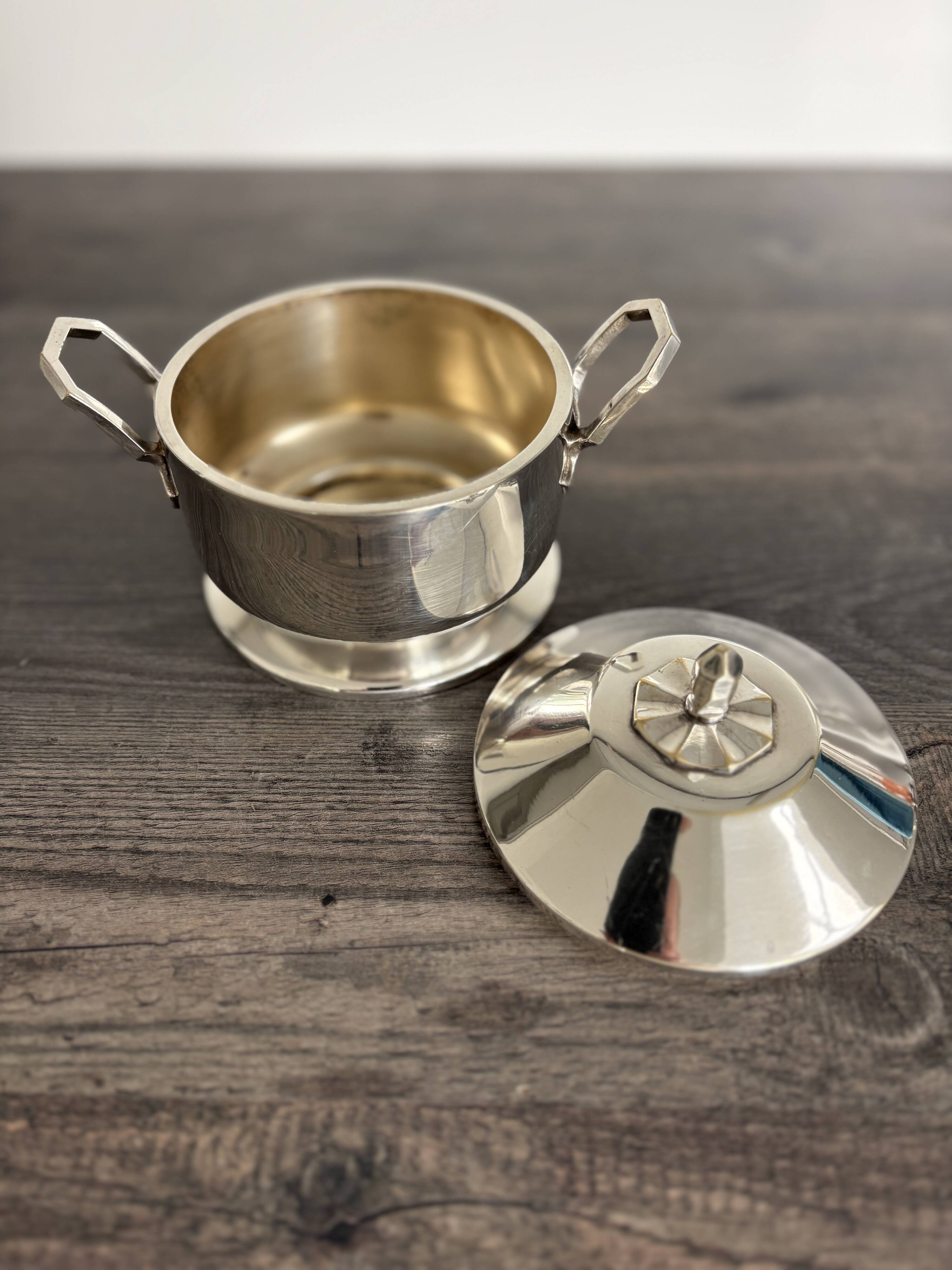 Antique silver-plated sugar bowl