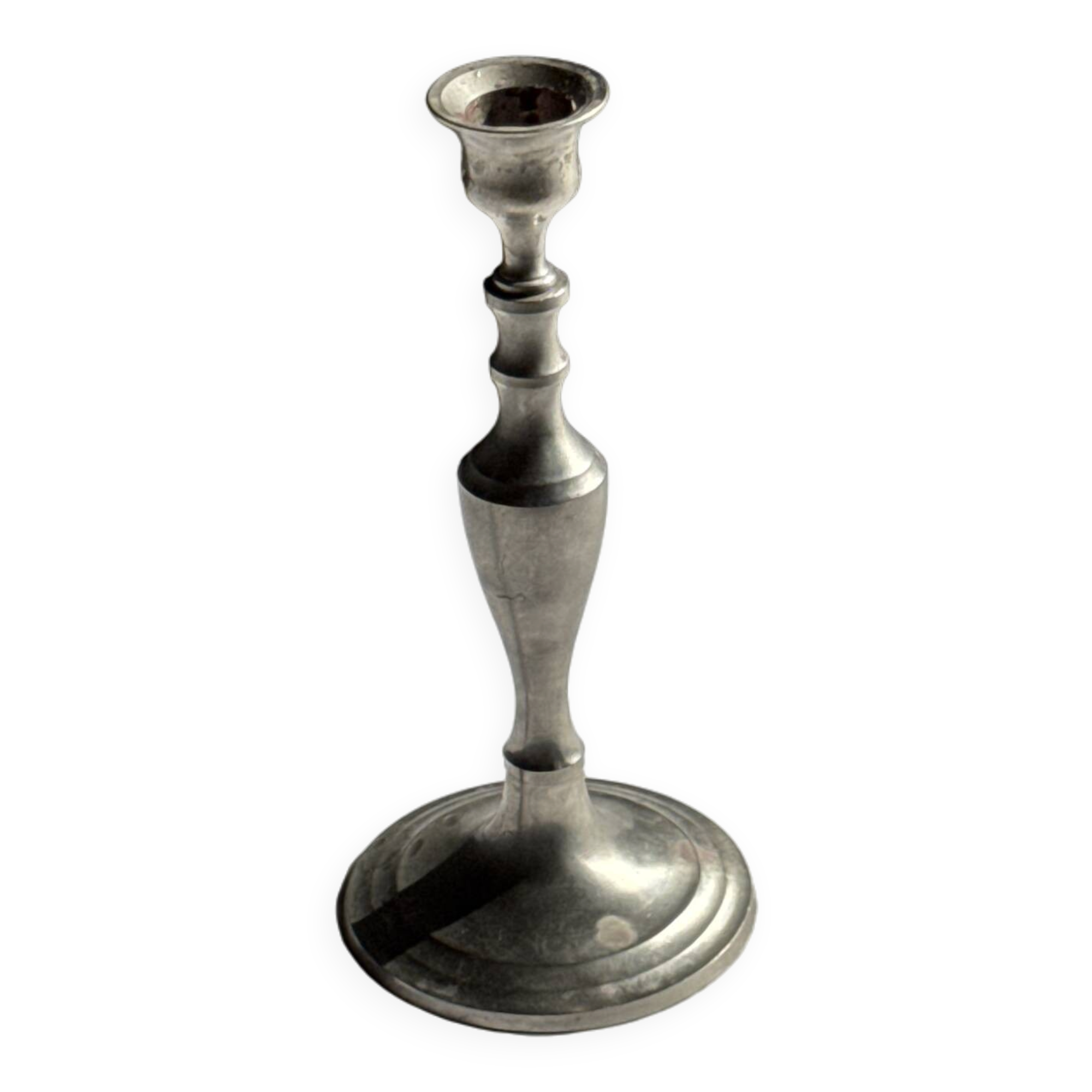 Antique silver-plated candlestick with baluster shaft H21 D9.5
