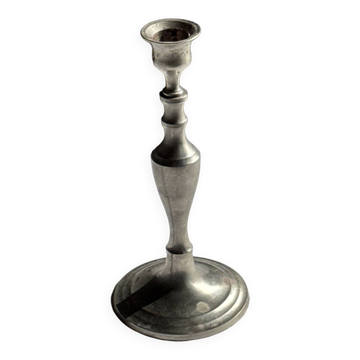 Bougeoir ancien en métal argenté à fût balustre H21 D9,5