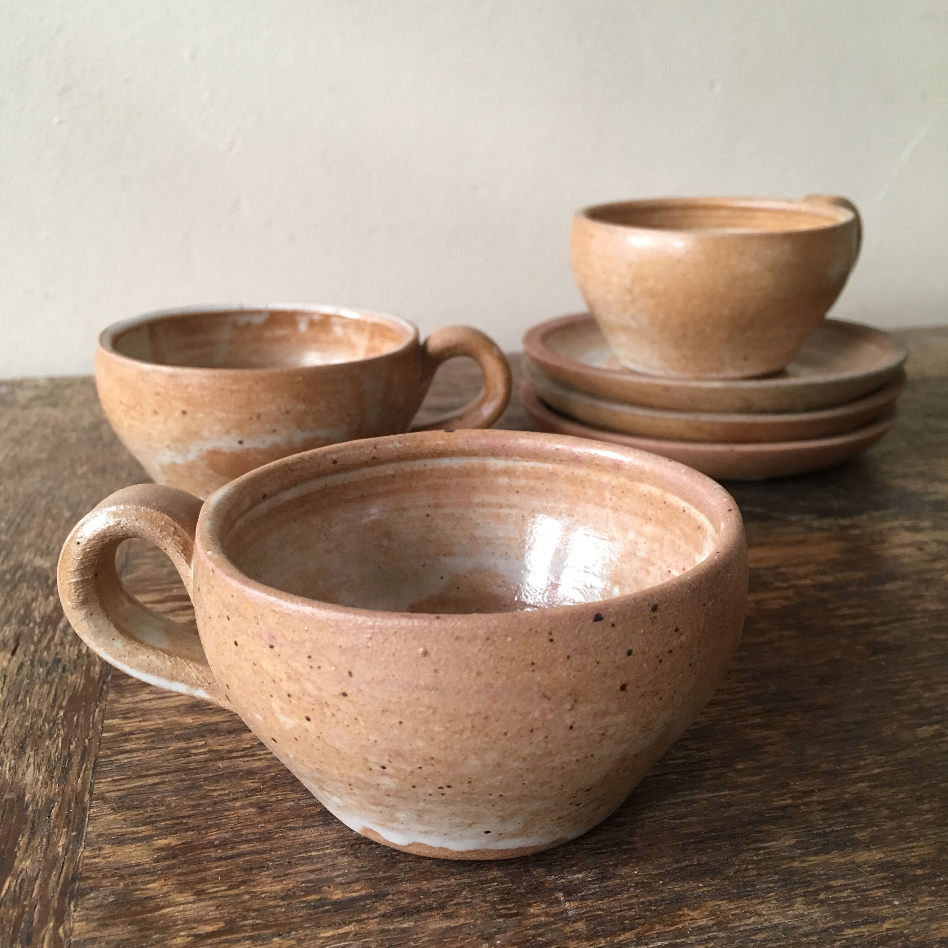 Lot of 3 marbled stoneware coffee mugs