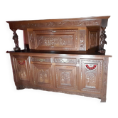Breton furniture buffet 2 body carved by a Breton craftsman in oak with 2 keys