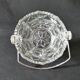 Vintage glass ice bucket stamped with a metal handle