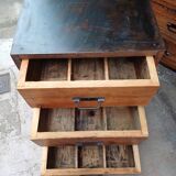 Pair of workshop furniture, solid wood, metal top 1930, 1950