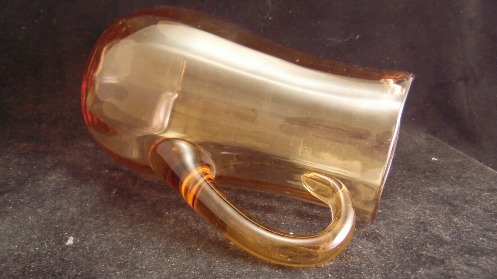 Vintage Parisian orangeade service in orange-blown glass jug with 6 glasses