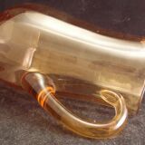 Vintage Parisian orangeade service in orange-blown glass jug with 6 glasses