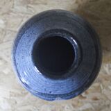 Enameled stoneware vase signed