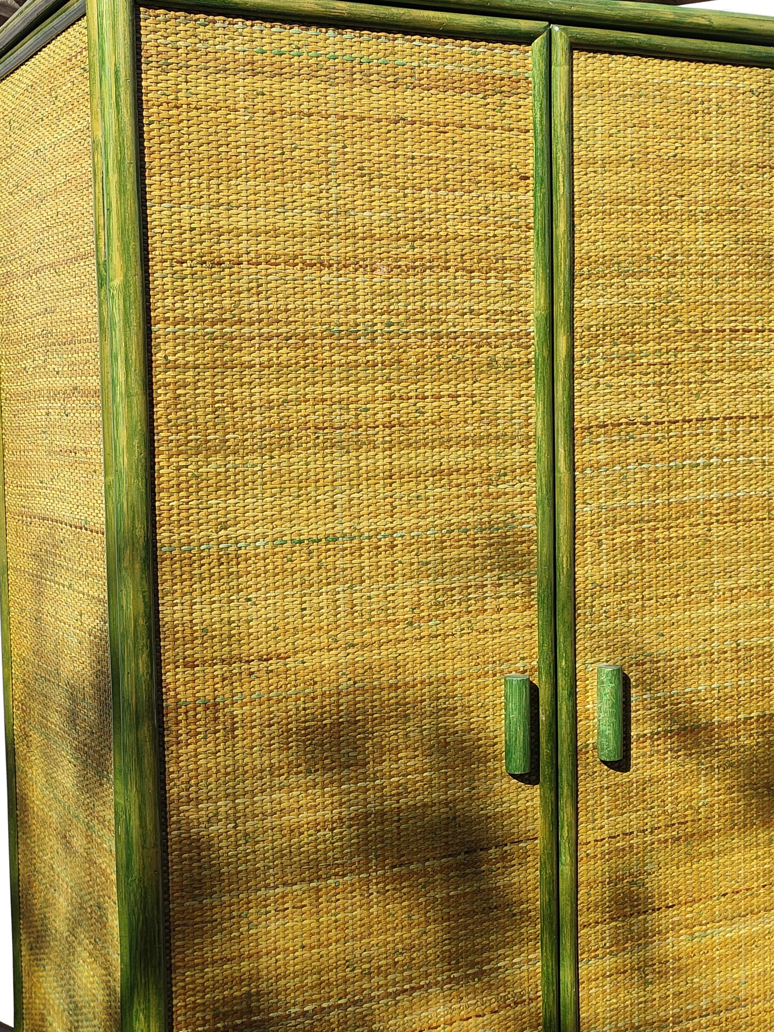 Armoire Roche Bobois vintage cannage rotin