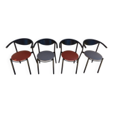4 gondola-style chairs with plush metal structure and imitation leather