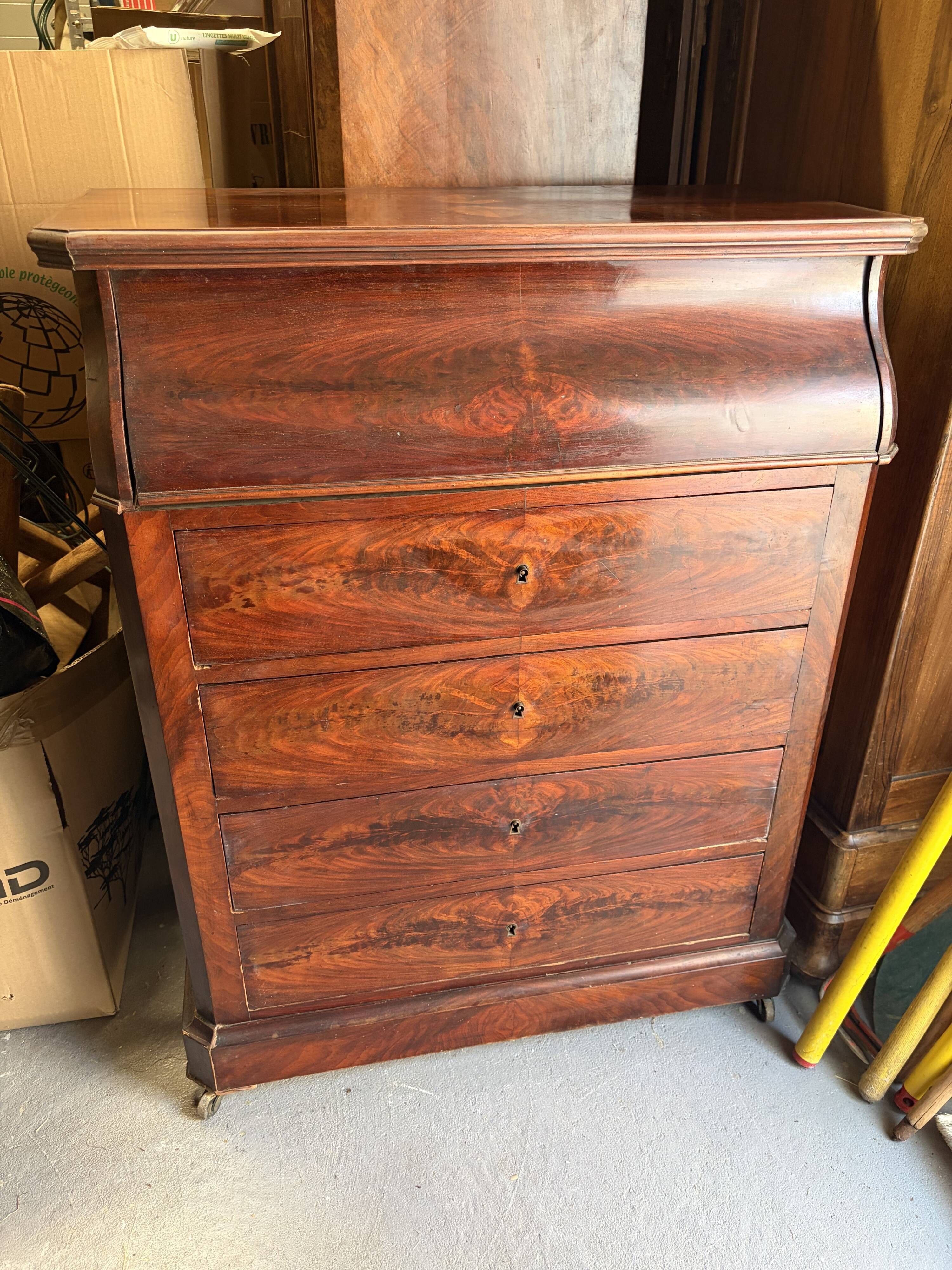 Louis-Philippe mahogany railway toilet commode
