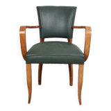 Bridge armchair in green moleskin