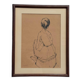 Lithograph countersigned by Jansem 30/40 woman from behind 20th century