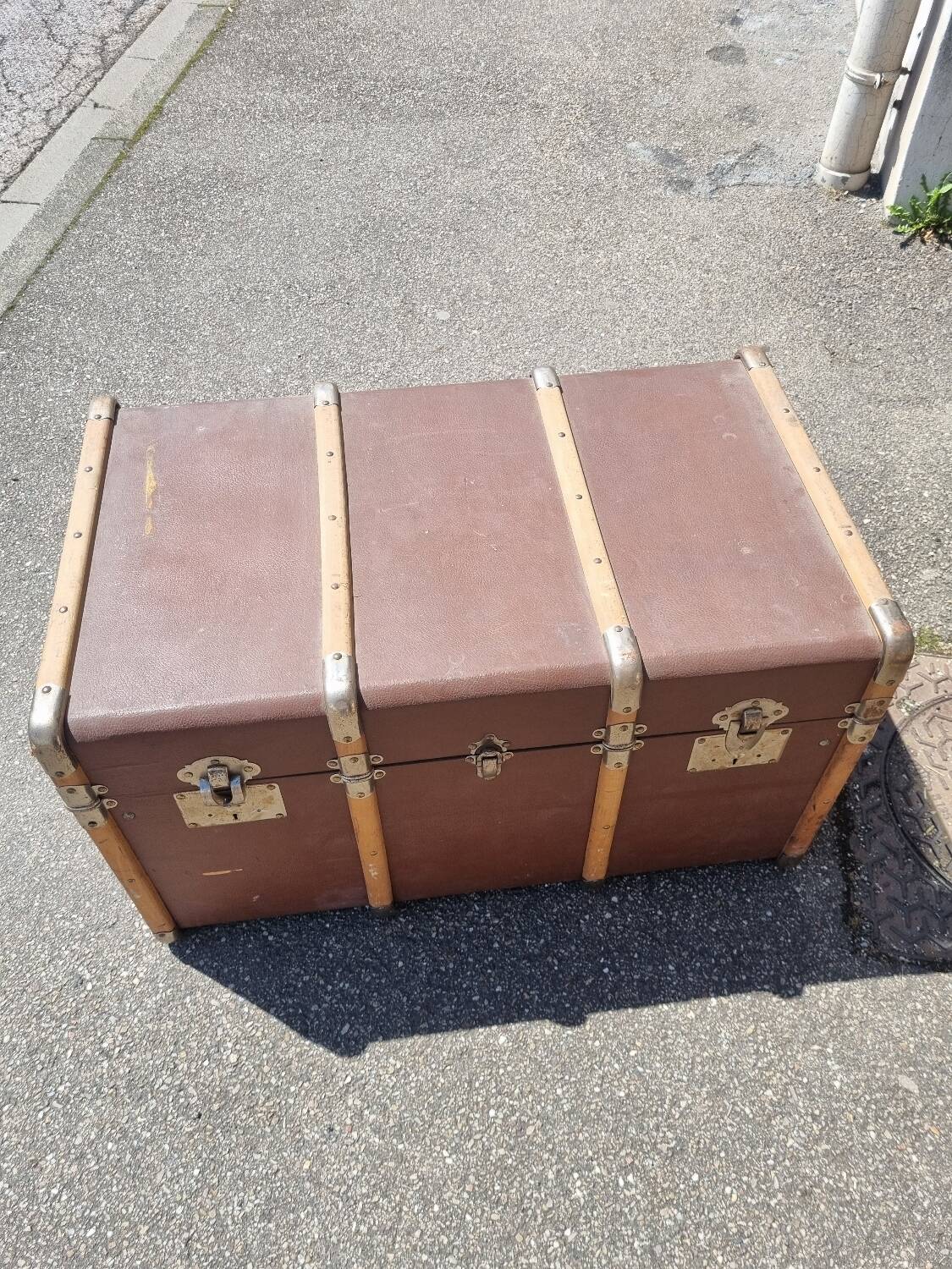 Old antique travel trunk