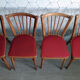 Set of four Baumann bistro chairs n°12 in solid beech and red skaï