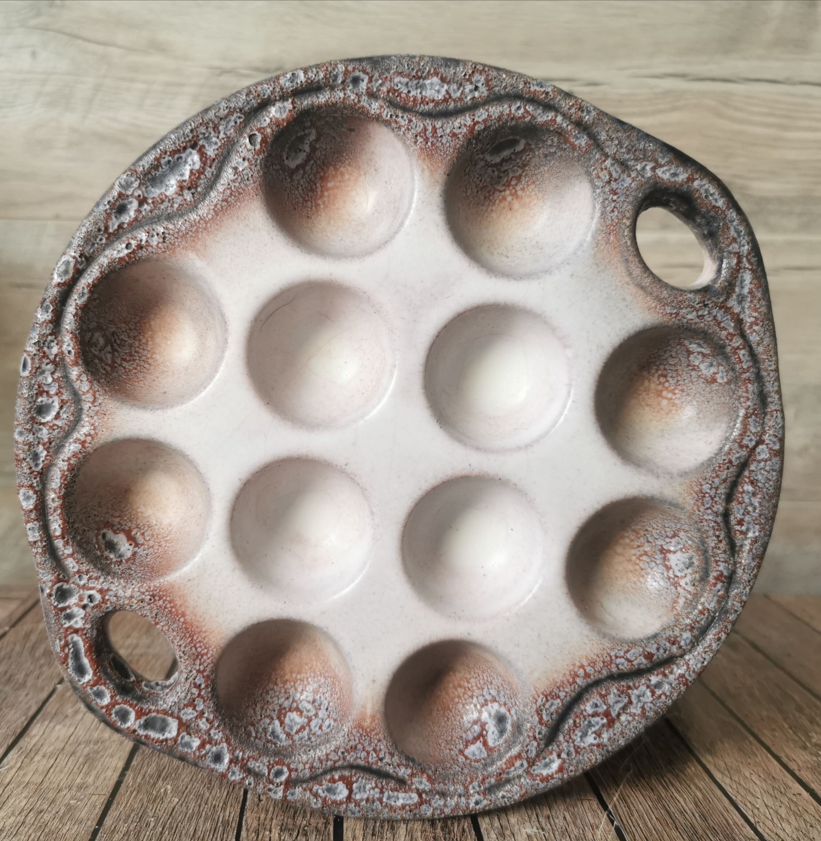 6 glazed ceramic snail plates