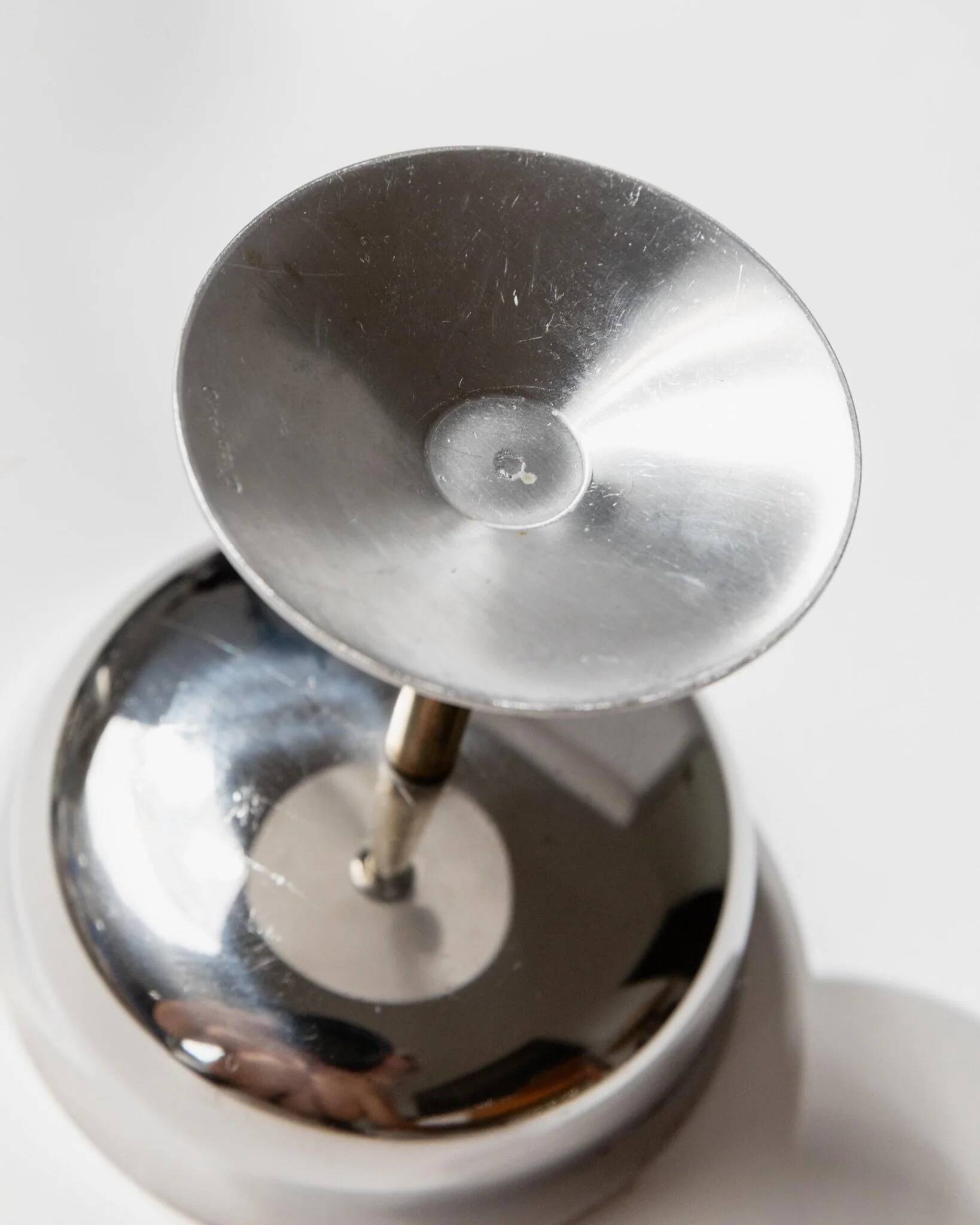 Set of 6 Vintage Champagne Bowls: Argent Stainless Steel with Golden Stem – Italian 1970s Retro Tableware